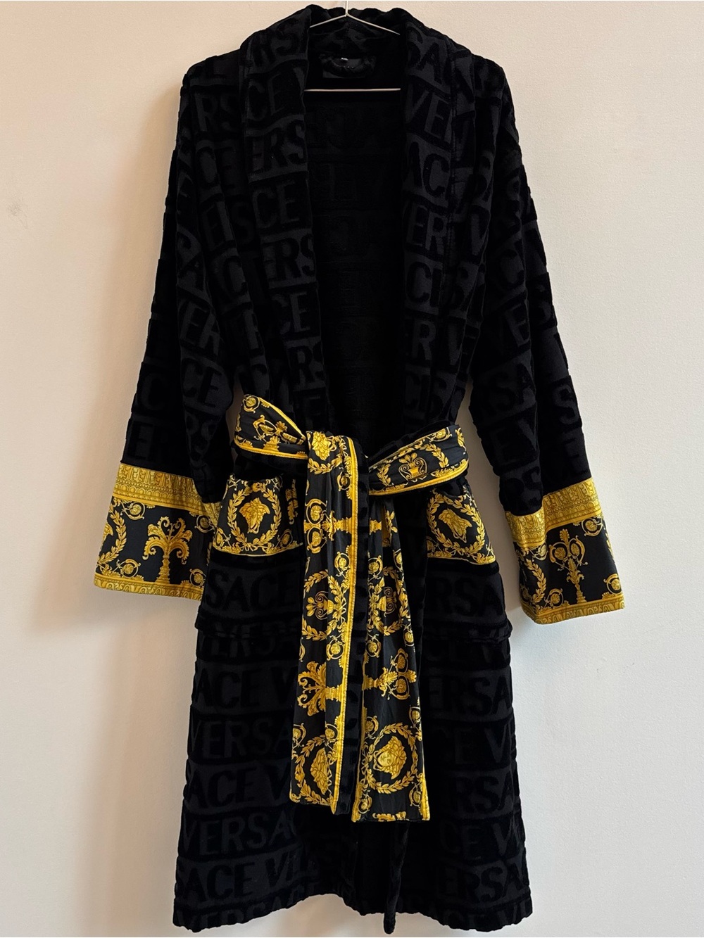 Versace Black and Gold Barocco Robe